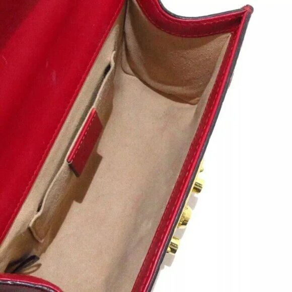 100% Authentic GUCCI Padlock / Shimaline Red Leather - Shoulder Bag 577-052024 - Picture 8 of 12